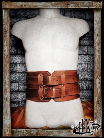 Leather broad belt with plaques Jaret
