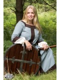 Gudrun medieval dress - Blue-grey/Brown