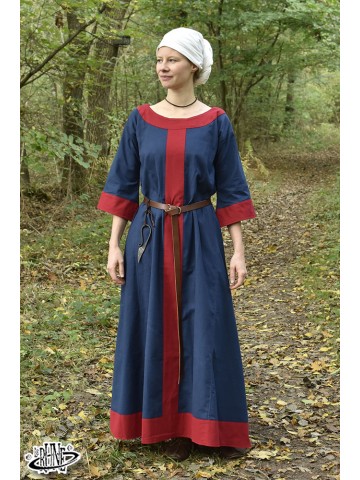 Gudrun medieval dress - Blue/Red