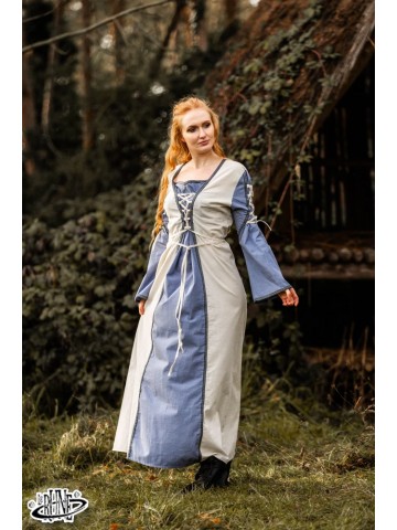 Medieval dress Amalia - Nature/Blue-grey