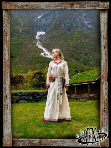 Viking Dress Lagertha, Natural/Red