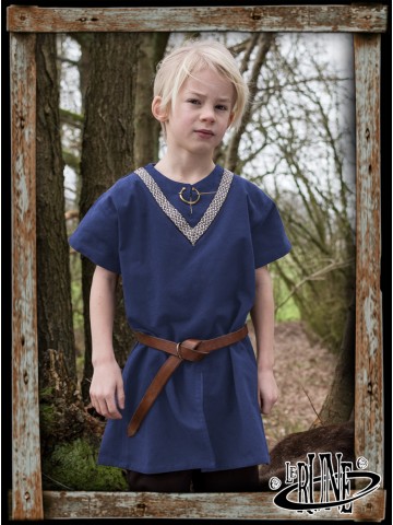 Medieval braided tunic Ailrik for children - Blue