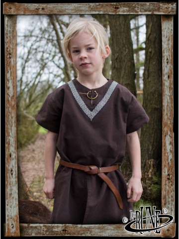 Medieval braided tunic Ailrik for children - Brown