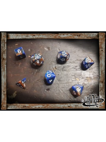 Mini dices set for RPG (7) - Blue/Brown