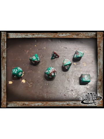 Mini dices set for RPG (7) - Green/Brown
