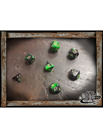 Mini dices set for RPG (7) - Green/Black